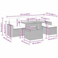 6-delige Loungeset met kussens poly rattan zwart - thumbnail