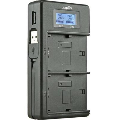 Jupio USB Duo Oplader met LCD voor Fuji NP-W126 en NP-W126S - Met Powerbank functie