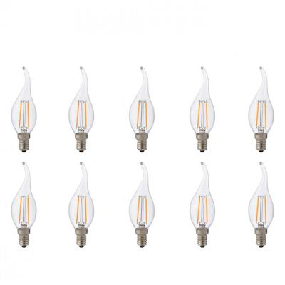LED Lamp 10 Pack - Kaarslamp - Filament Flame - E14 Fitting - 4W - Natuurlijk Wit 4200K