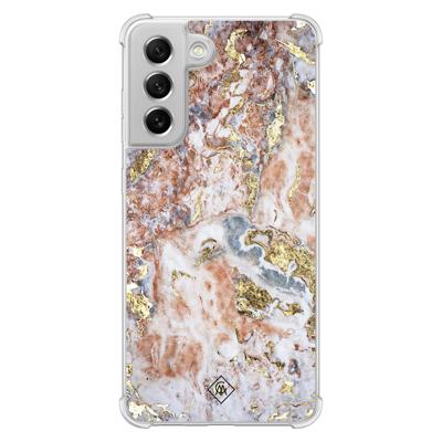 Samsung Galaxy S21 FE shockproof hoesje - Marble rosegold