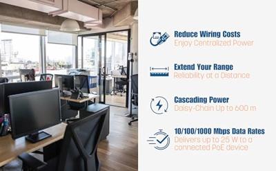 Intellinet 560962 PoE-injector 1 GBit/s IEEE 802.3at (25.5 W), IEEE 802.3af (12.95 W)