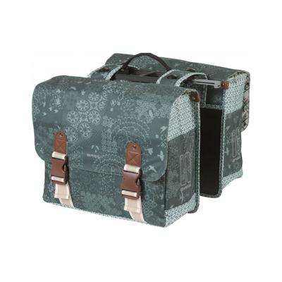 Basil bohème dubbele fietstas - groen, waterafstotend, 35l, inclusief mik adapterplaat