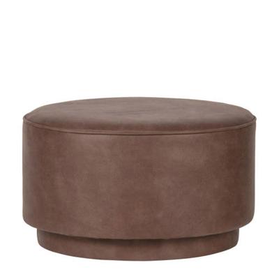 vtwonen Ronde Poef 'Coffee' Eco-leer 60cm, kleur Warm Bruin