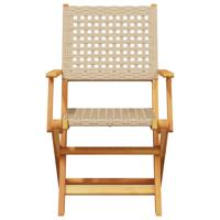 Tuinstoelen 6 st inklapbaar poly rattan en massief hout beige - thumbnail