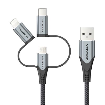 Vention CQJHF mobiele telefoonkabel Grijs 1 m USB A Lightning + micro-USB B + USB C