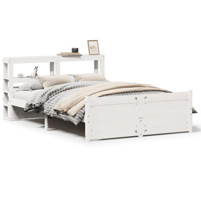 Bedframe met hoofdeinde zonder matras 120x200 cm wit
