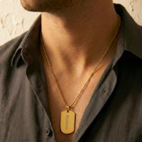 Ketting dog tag hanger met tekst - Goud - thumbnail