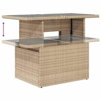 7-delige Loungeset met kussens poly rattan beige - thumbnail