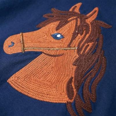 Kindertrui met capuchon paardenontwerp 128 marineblauw - thumbnail