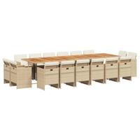 17-delige Tuinset met kussens poly rattan beige - thumbnail