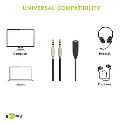 Audio Adapter - microconnect - 2x3.5mm-3.5mm - M/F - 0.4m - Zwart