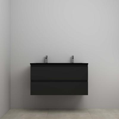 On-Line Onderkast - 100 cm - Voorgemonteerd - Ladestructuur - Acryl Wastafel - 2 Kraangaten - Mat Zwart
