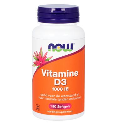 NOW Vitamine D3 1000 IE Softgels 180st