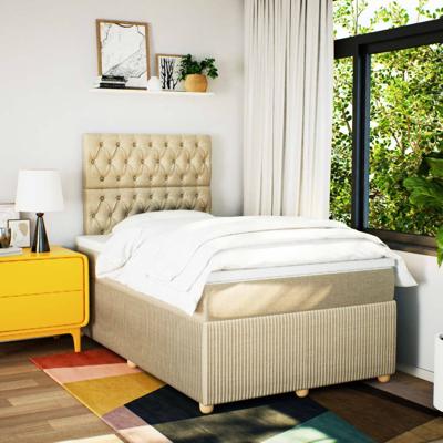 Boxspring met matras stof crèmekleurig 120x200 cm