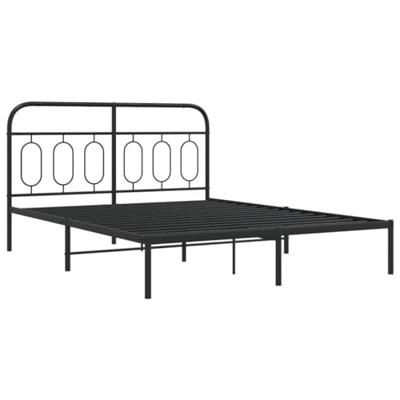 Bedframe met hoofdbord metaal zwart 150x200 cm