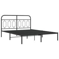 Bedframe met hoofdbord metaal zwart 150x200 cm - thumbnail
