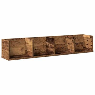 Cd-wandschap 100x18x18 cm bewerkt hout oud houtkleurig