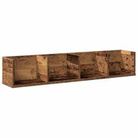 Cd-wandschap 100x18x18 cm bewerkt hout oud houtkleurig - thumbnail
