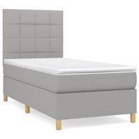 Boxspring met matras stof lichtgrijs 90x200 cm - thumbnail