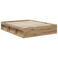 Bedframe Ambachtelijk eiken 150 x 200 cm Bewerkt hout - thumbnail