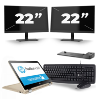 HP Pavilion x360 Convertible 13 - Intel Core i3-6e Generatie - 14 inch - 8GB RAM - 256GB SSD - Windows 11 Home + 2x 22 inch Monitor - thumbnail