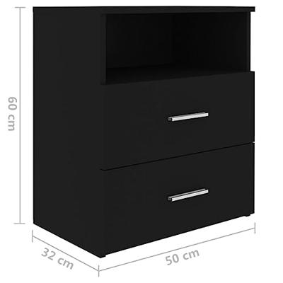 Nachtkastjes 2 st 50x32x60 cm zwart