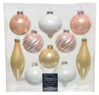 Decoris kerstballen set glas roze 10st - thumbnail