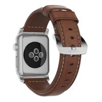 Nomad Traditional leather band brown / silver hardware (45-49mm) - Rustic Brown - thumbnail