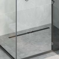 Doucheafvoer met Glazen Deksel Zwart 100 cm Roestvrij staal 304 - thumbnail