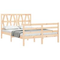 Bedframe met hoofdbord massief hout - thumbnail