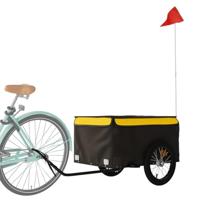VidaXL Fietstrailer 45 kg ijzer zwart en geel - thumbnail