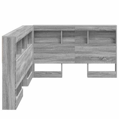 Opberghoofdbord met plank Grijs sonoma 120 cm Bewerkt hout