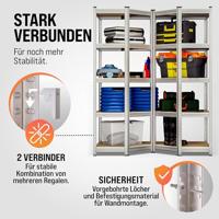 Hoek-Opbergrek metaal tot 875kg draagkracht-monteren zonder schroeven - thumbnail