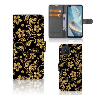 OPPO Reno4 Z Hoesje Gouden Bloemen OPPO Reno4 Z Hoesje Gouden Bloemen
