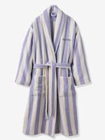 Gestreepte badjas voor volwassenen TRANSAT familie-capsulecollectie, personaliseerbaar, met gerecycled katoen paars, gestreept - thumbnail
