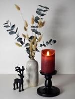 Kaars wax rustiek bewegende vlam 7,5x12,5 cm bordeaux b.o. Anna's Collection - Annas collection - thumbnail