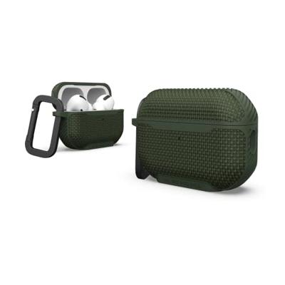 Urban Armor Gear Metropolis Hoesje voor Apple AirPods Pro 2022, compatibel met draadloos opladen, magnetische oplaadfunctie, status led zichtbaar, afneembare karabijnhaak, olijf