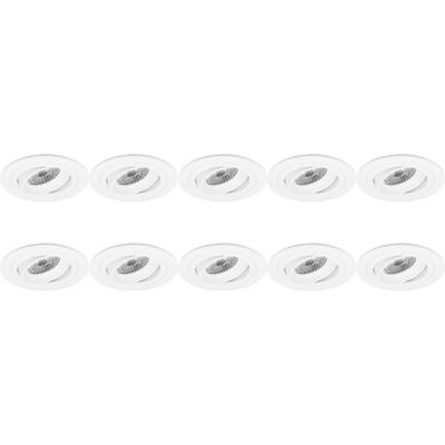 Kantelbare GU10 Inbouwspot Set 10x - Rond Wit Aluminium Ø92mm