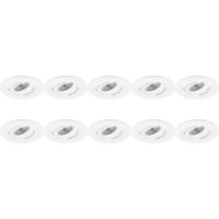 Kantelbare GU10 Inbouwspot Set 10x - Rond Wit Aluminium Ø92mm - thumbnail