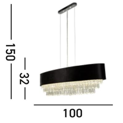 Searchlight Grote kroonluchterGlamour zwart met chroom - 50818-8BK