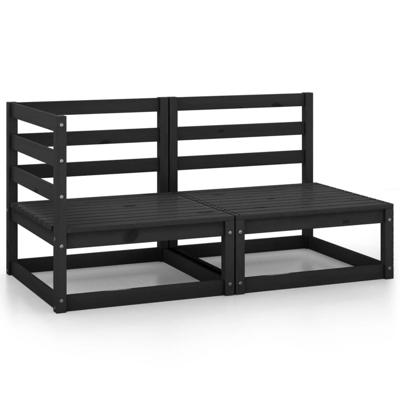 2-delige Loungeset massief grenenhout zwart 2-delige Loungeset massief grenenhout zwart