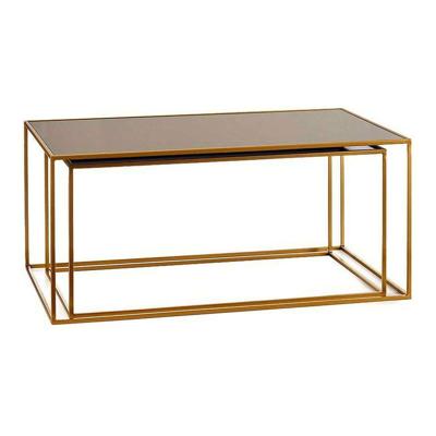 Set van 2 tafels Gift Decor Zwart Gouden Metaal Kristal 55 x 40 x 90 cm Set van 2 tafels Gift Decor Zwart Gouden Metaal Kristal 55 x 40 x 90 cm