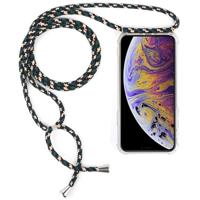 Vierhoek anti-val transparante TPU mobiele telefoon geval met Lanyard voor iPhone XS Max (groen beige zwart) - thumbnail