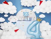 Folieballon Cijfer 4 Hemelsblauw Op Standaard 84cm - thumbnail