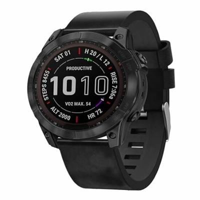 By Qubix - Leren bandje - Zwart - Compatible met Garmin Instinct 3-50mm - Compatible Garmin bandje