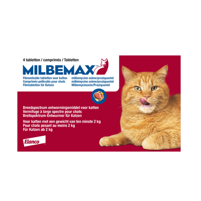Milbemax ontworming kat vanaf 2 kilo, 4 tbl