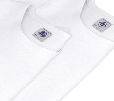 Set van 2 witte T-shirts met lange mouwen - PETIT BATEAU wit Set van 2 witte T-shirts met lange mouwen - PETIT BATEAU wit