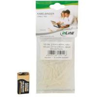 Inline-kabelbinder, lengte 100 mm, breedte 2,5 mm, natuur, 100 stuks - thumbnail