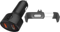 Kenu Telefoonhouder Auto Luchtrooster + BlueBuilt Autolader met 2 Usb Poorten 18W - thumbnail