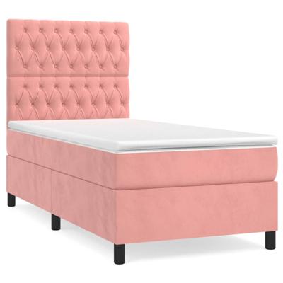 Boxspring met matras fluweel roze 100x200 cm